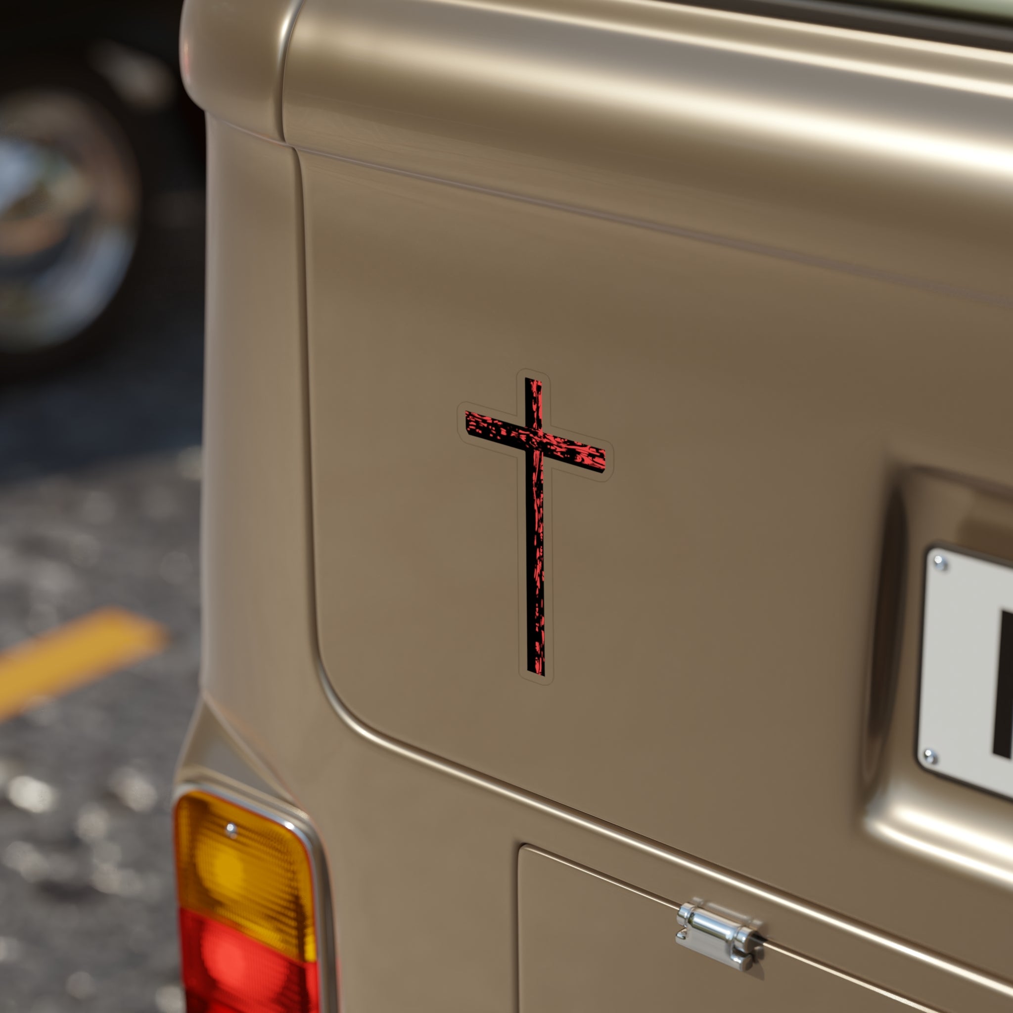Red Marble Cross—Transparent Indoor/Outdoor Christian Decal from LiLTay