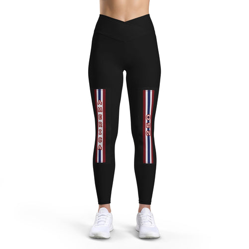 America 250 Striped Women's Leggings —  Red White Blue Fitness Tights