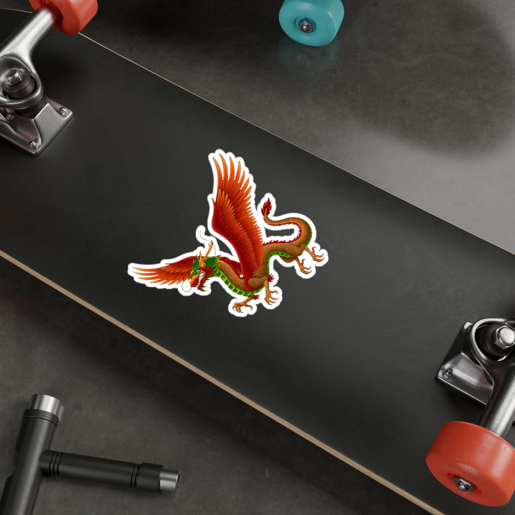 Red Winged Mythical Chinese Dragon Vinyl Sticker – Kiss-Cut Decal From LiLTay