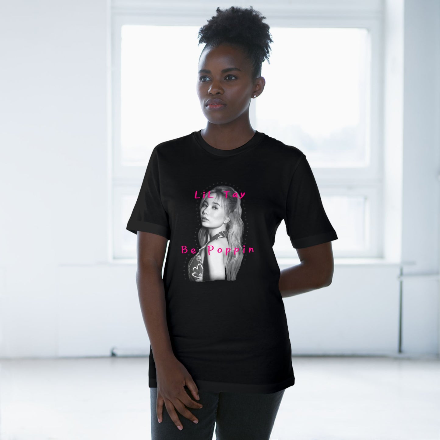 LiL Tay BePoppin cotton tee shirt unisex black or white only