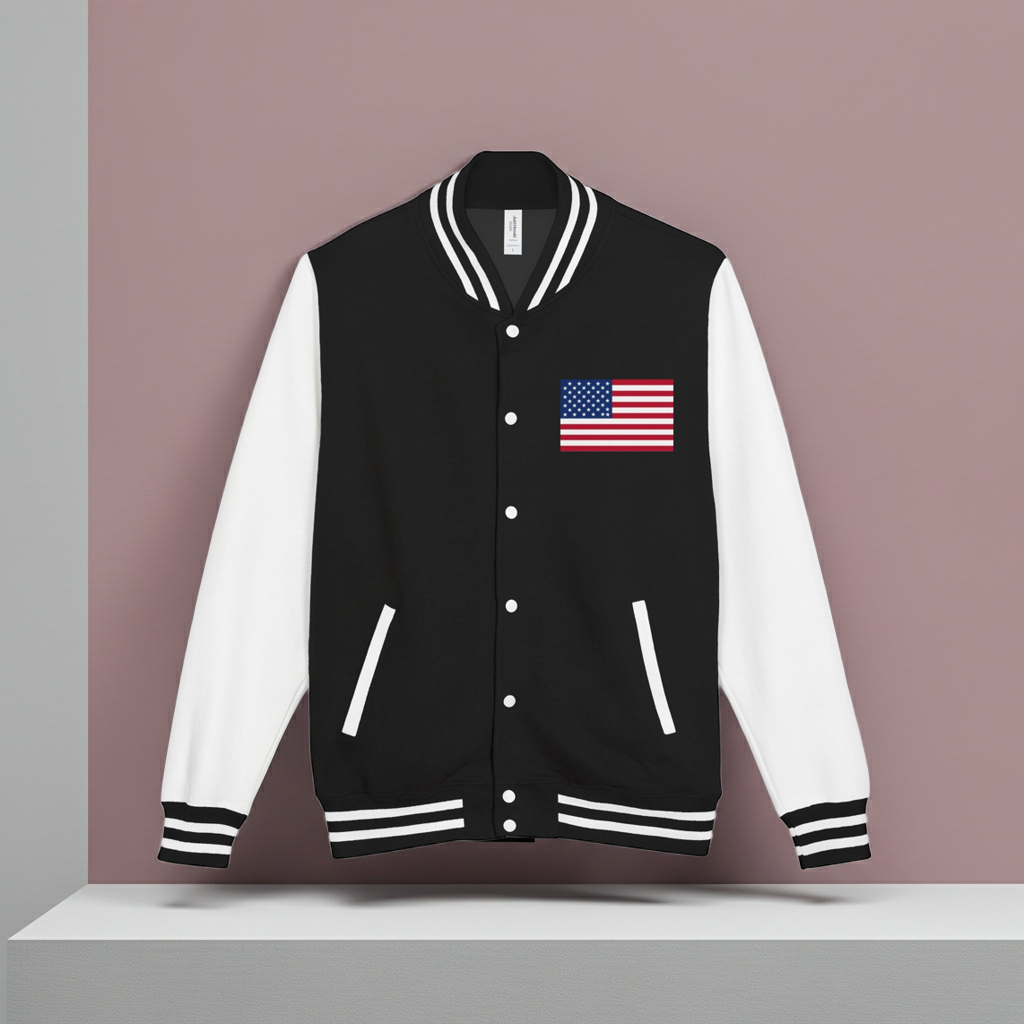 American Flag stitched on the chest Letterman Jacket from LiLTay