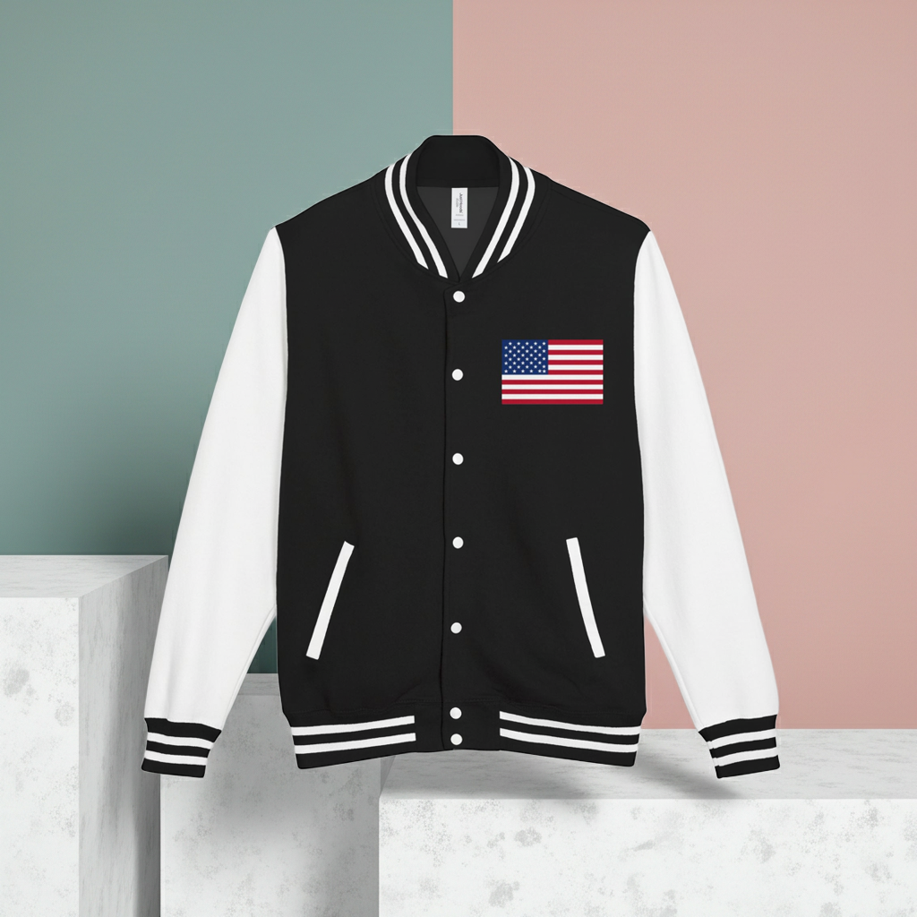 American Flag stitched on the chest Letterman Jacket from LiLTay