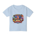 Light blue t-shirt with colorful 'America 250th Independence Day' graphic on a white background