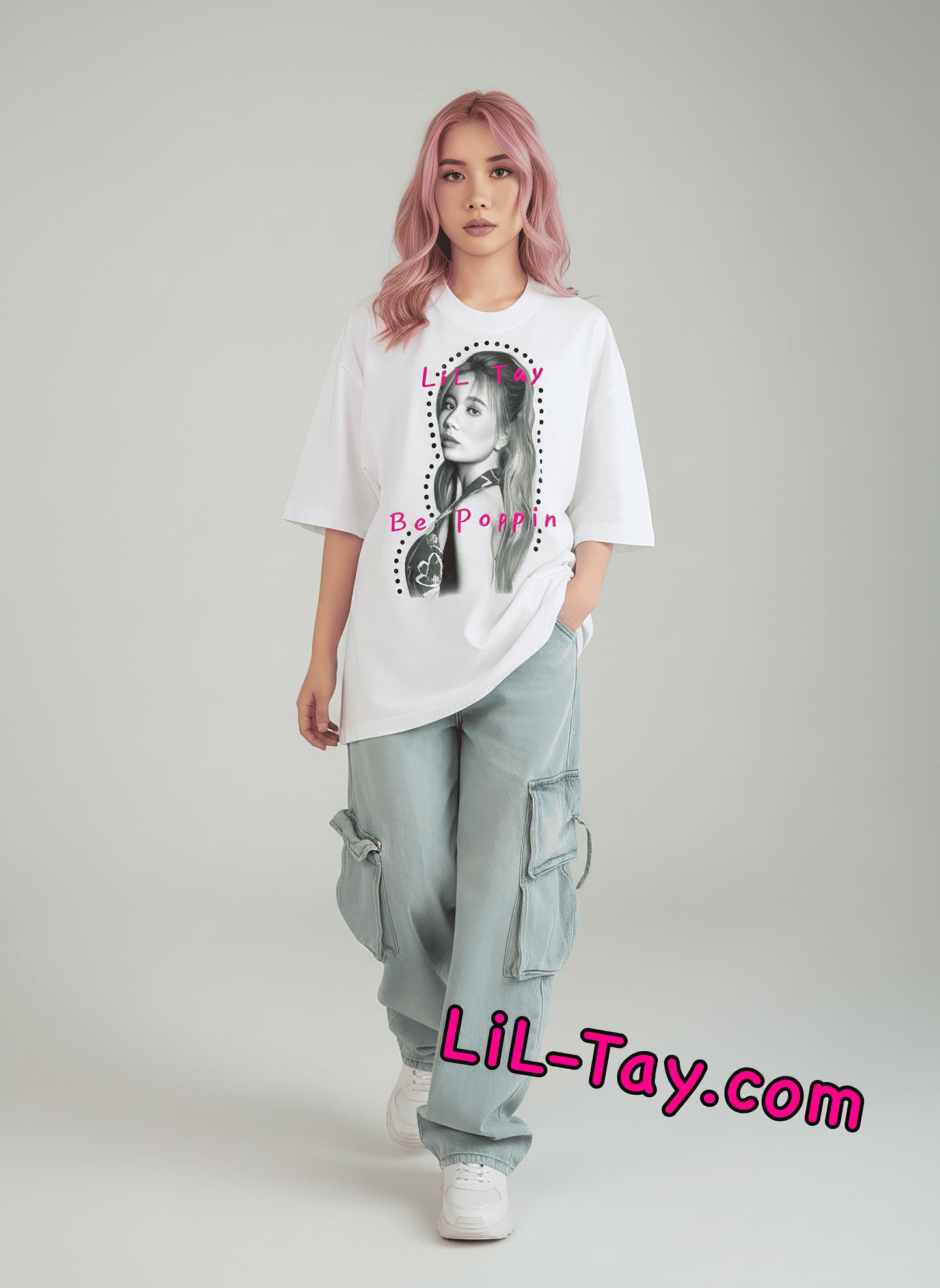 LiL Tay BePoppin  Oversized  tee shirt - white only - pop up store limited time offer 100% cotton for a soft feel