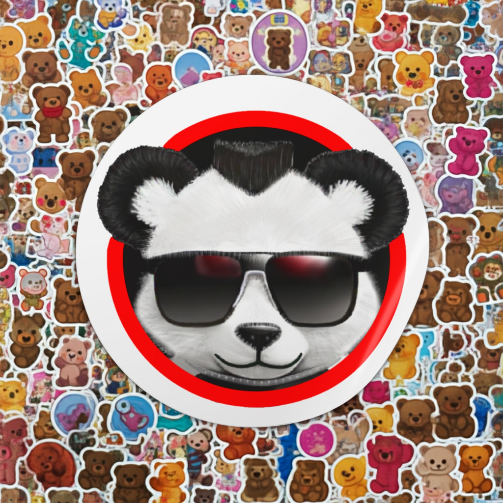 Cool Teddy Bear Round Stickers  — Roll of 50 Sunglasses Red Band LiLTay Logo  2 sizes